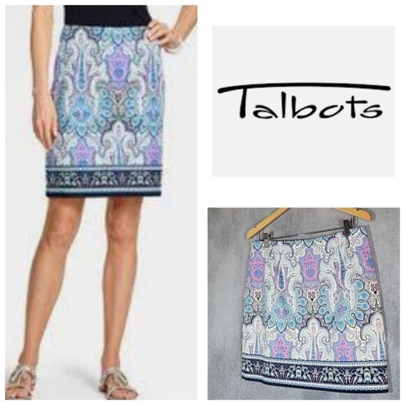 Talbots Paisley Canvas Cotton A-Line Skirt - Picture 5 of 15